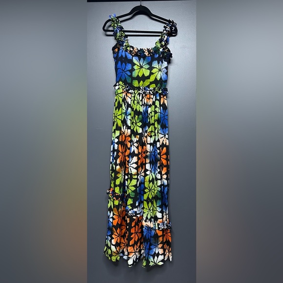 NWT Busayo Aje Ruffle Trim Floral Maxi Dress XS - Picture 3 of 5